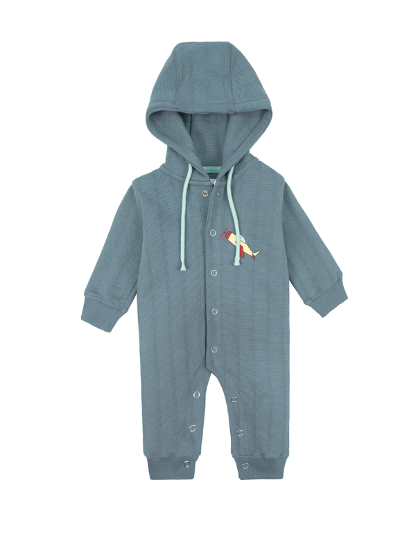 Stone Harbor Baby Rompers MINI BOY'S SLATE BLUE HOODED ROMPER