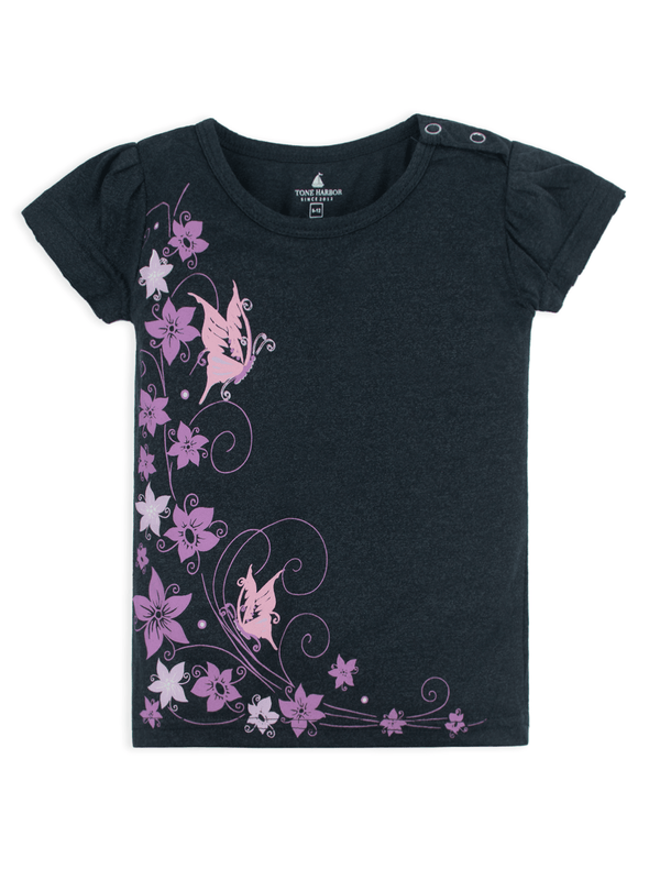 Stone Harbor Girl's T-Shirt MINI GIRL'S NAVY FLORAL T-SHIRT