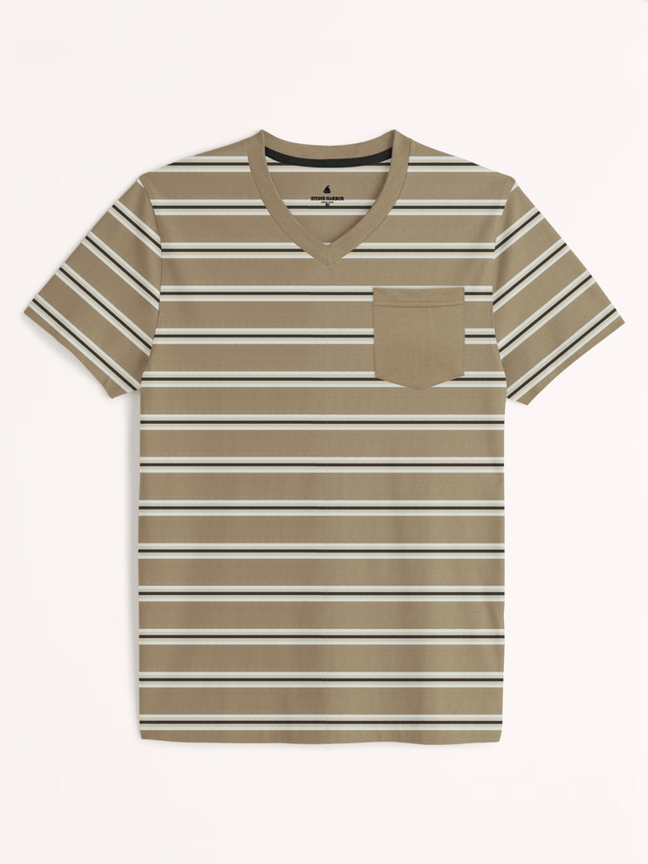 Stone Harbor MEN'S BROWN STRIPER T-SHIRT