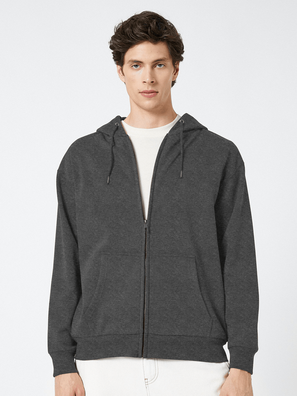 Stone Harbor MEN'S DARK GREY FLEECE ZIP-UP HOODIE