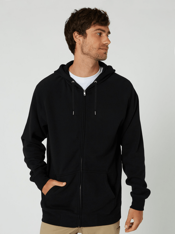 Stone Harbor Men's Hoodies MEN'S JET BLACK FLEECE ZIPPER HOODIE