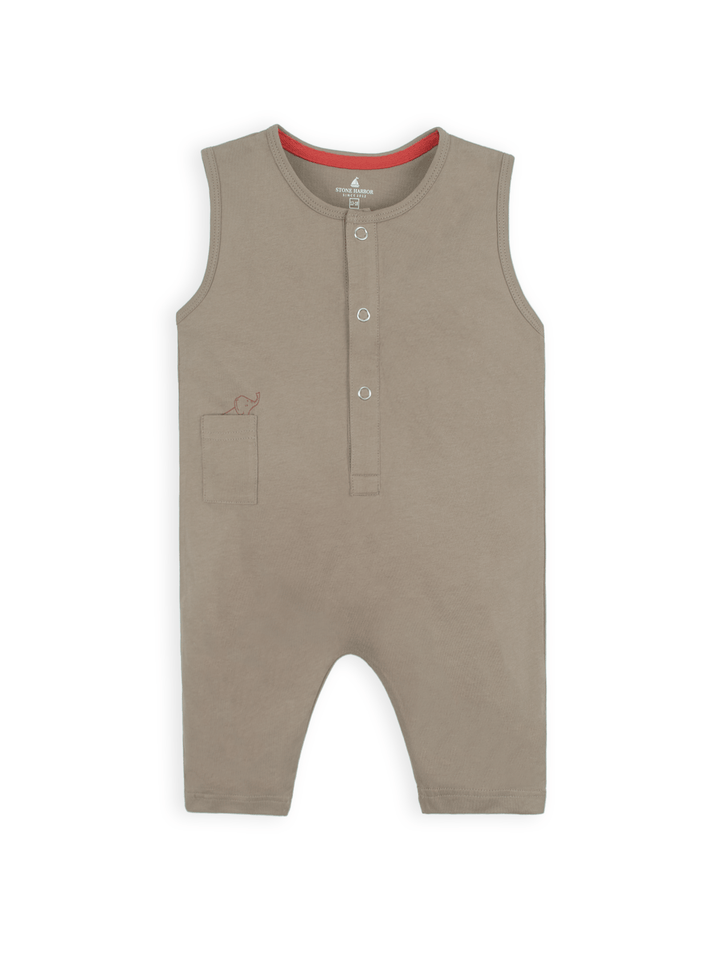 Stone Harbor MINI BOY'S BROWN SLEEVELESS ROMPER