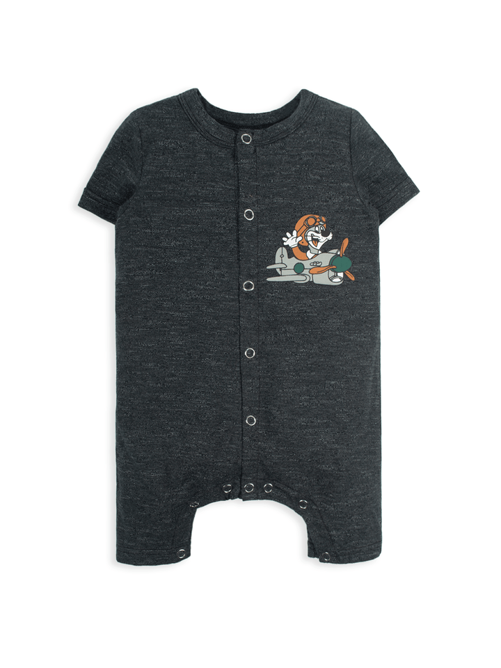 Stone Harbor MINI BOY'S TEXTURED CHARCOAL ROMPER