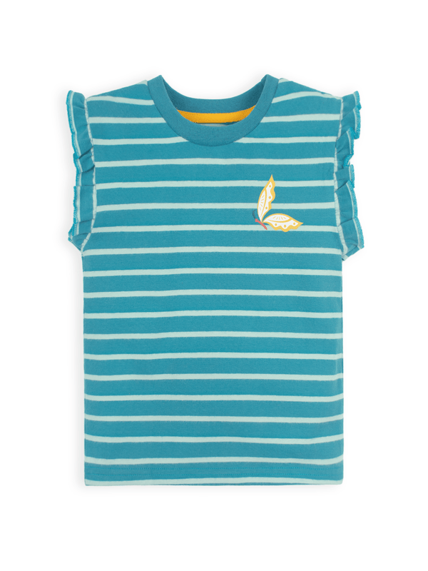 Stone Harbor MINI GIRL'S AQUA STRIPER TOP