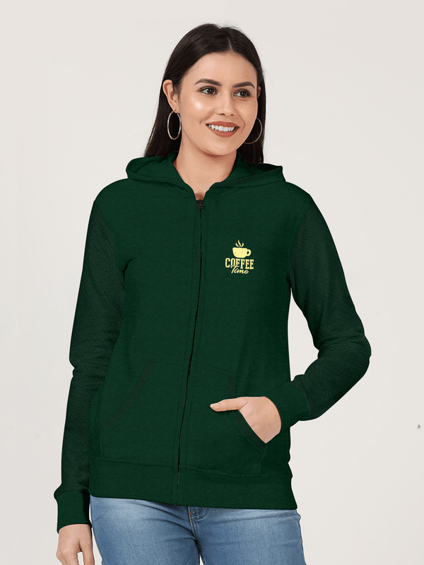 Stone Harbor WOMEN'S GREEN ZIP-THROUGH HOODIE