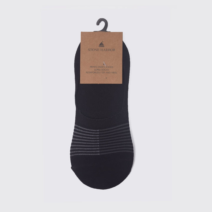 Stone Harbor Men's Socks MEN'S BLACK STRIPER INVISIBLE SOCKS