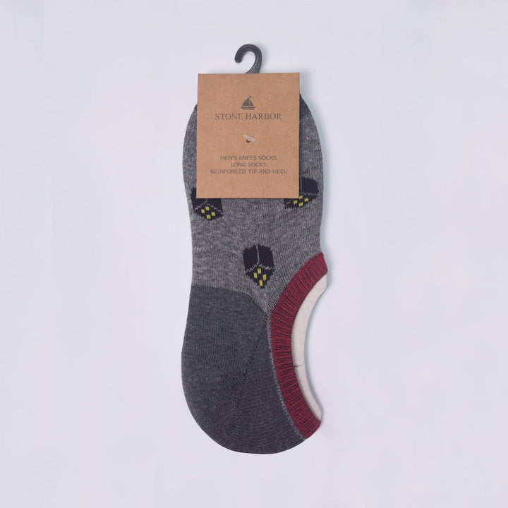 Stone Harbor Men's Socks MEN'S STONE HARBOR DICE GREY BLACK CONTRAST INVISIBLE SOCKS